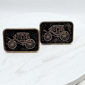 Vintage Men’s Cufflinks With Western Style Stagecoach Design